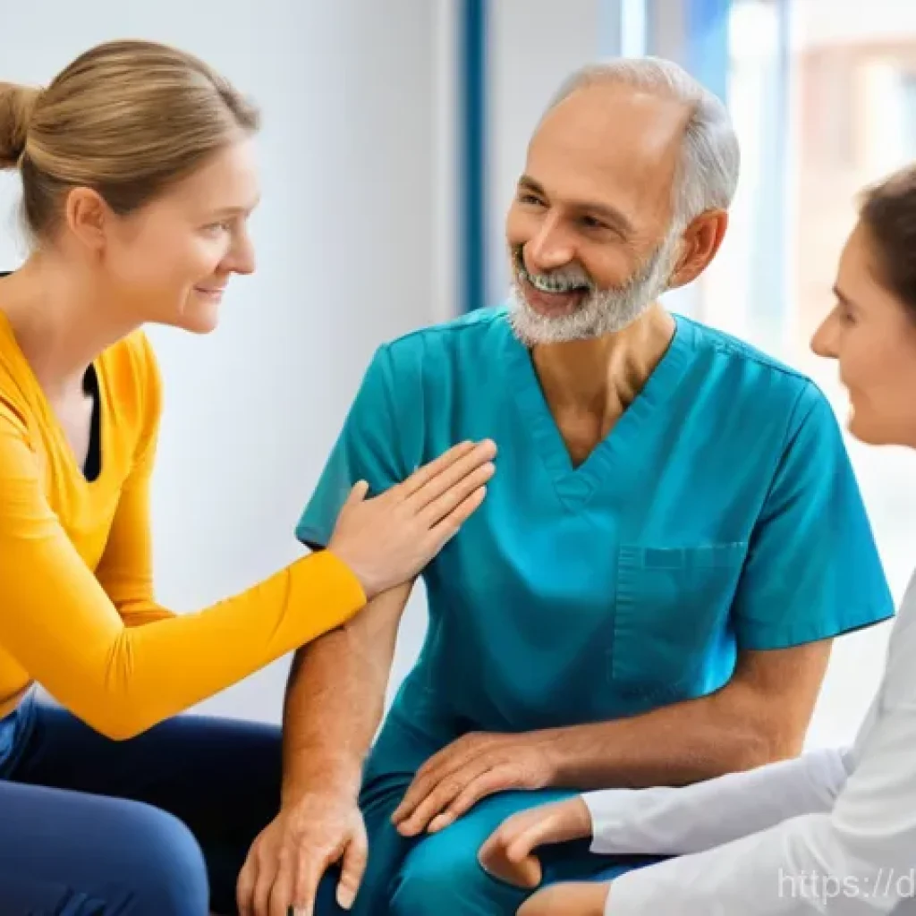 물리치료사의 봉사활동 사례 - **Prompt:** A compassionate female physiotherapist, professionally dressed in comfortable, modest sc...