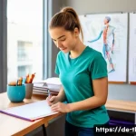 Home 15 물리치료사의 효율적 공부 방법 - **Prompt 1: Active Recall and Visual Learning**
"A young female physiotherapy student, in her ea...