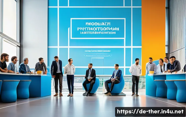 물리치료사 해외 학술 대회 - A vibrant international physiotherapy conference scene in a modern convention center in Barcelona, J...