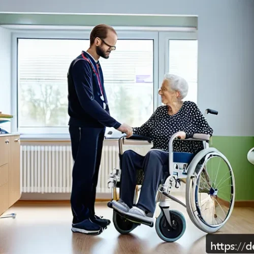 물리치료사의 병원 근무 사례 - A bright and modern hospital physiotherapy room in Germany, showing a physiotherapist in professiona...